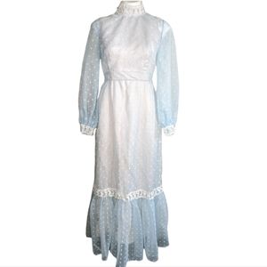 Vintage 60s polka dot maxi dress small dolly style